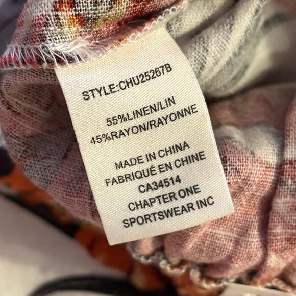 Haver + Blair Women’s XS Pants Wide Leg Crop Pull On Linen High Rise Tropical - Picture 6 of 12